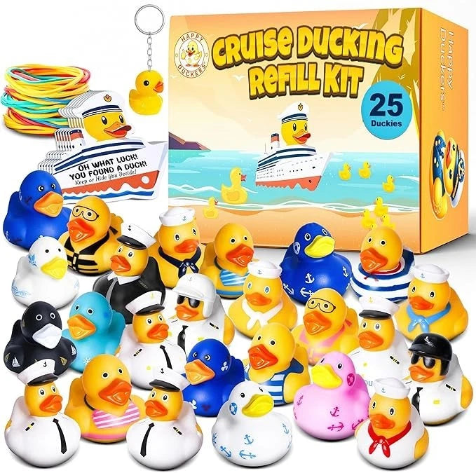 75pcs Cruise Ducking Kit 2" Assorted Rubber Ducks w/ Duck Bag Tags Bands Cards