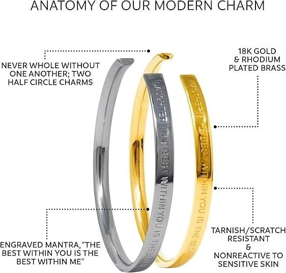 Stella Valle Mother Daughter Cuff Bracelet Adjustable Silver & 18K Gold Plated