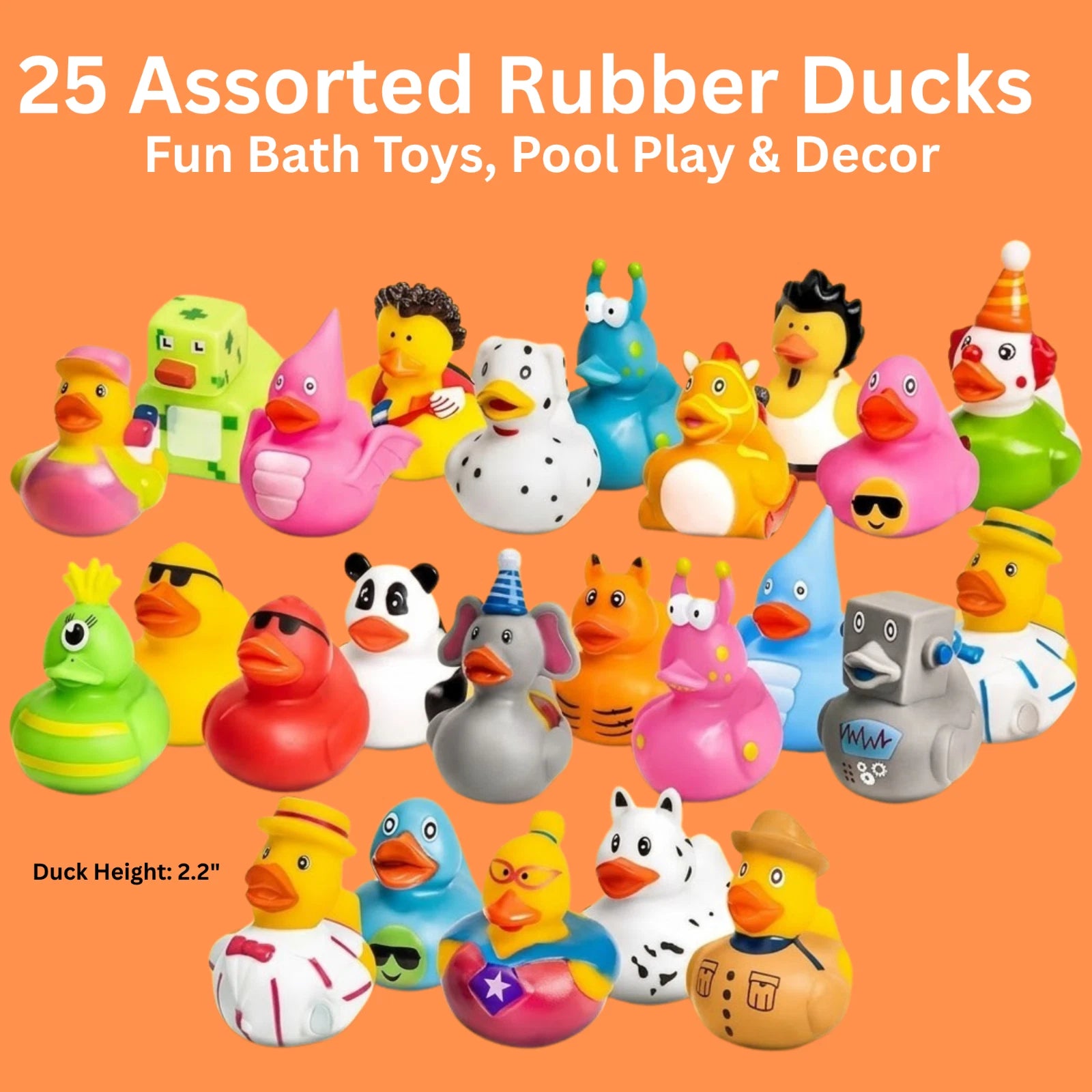 25 Pack Rubber Ducks 2" Bulk Bath Toys Party Favors Pool Jeep Ducking Decor Gift