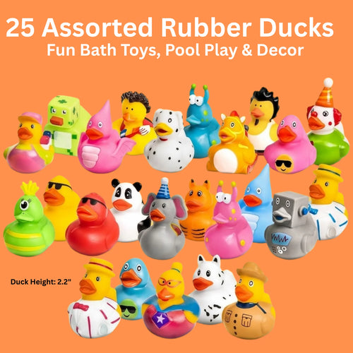 25 Pack Rubber Ducks 2" Bulk Bath Toys Party Favors Pool Jeep Ducking Decor Gift