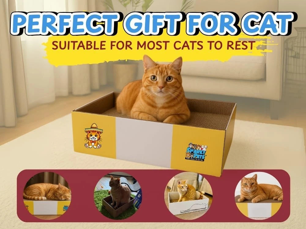 Timmy The Cat's Large Cat Scratcher Box Cardboard Scratch Pad Durable Cat Bed