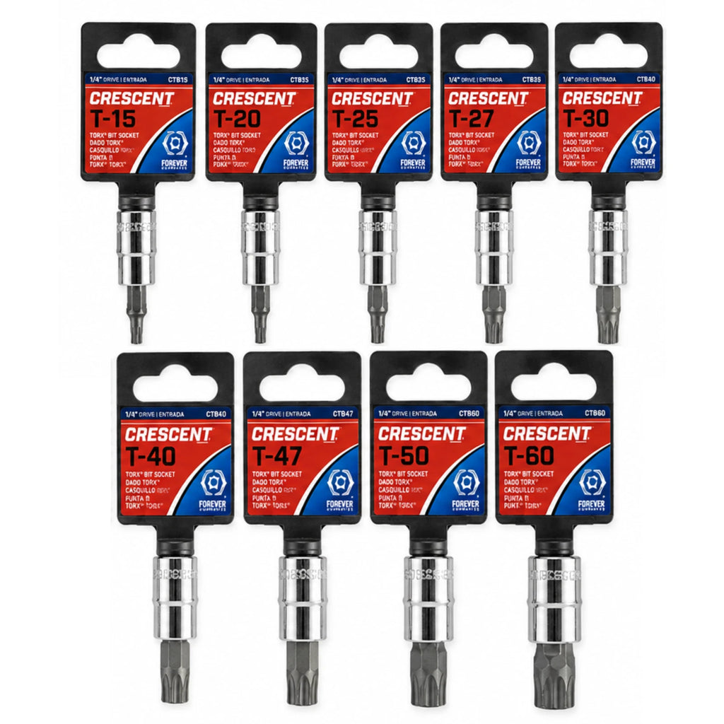 Crescent Torx Bit Socket Set T15-T60 – 9 Piece Professional Star Bit Socket Set