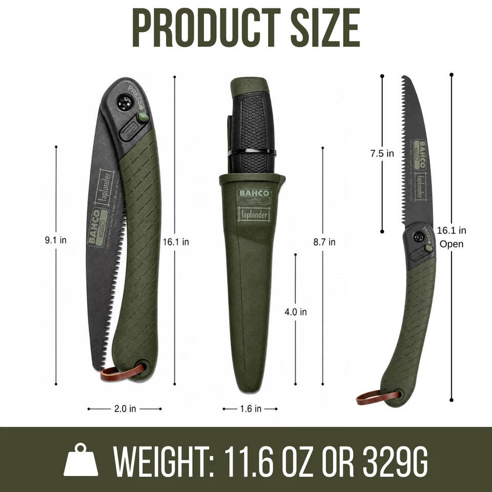 BAHCO Laplander Folding Saw & Knife w/ Sheath Set for Camping Hunting Bushcraft