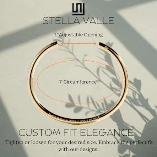 Stella Valle Woman Warrior Cuff Bracelet Adjustable 18K Gold Plated w/ Engraving
