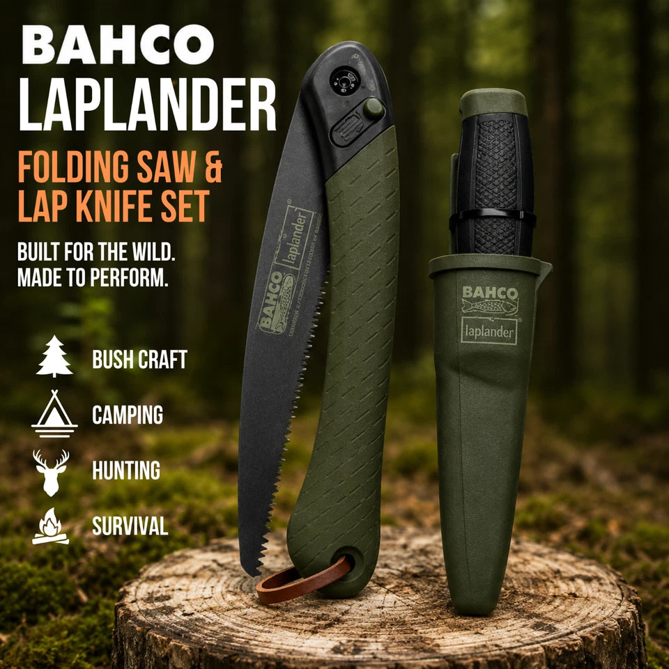 BAHCO Laplander Folding Saw & Knife w/ Sheath Set for Camping Hunting Bushcraft