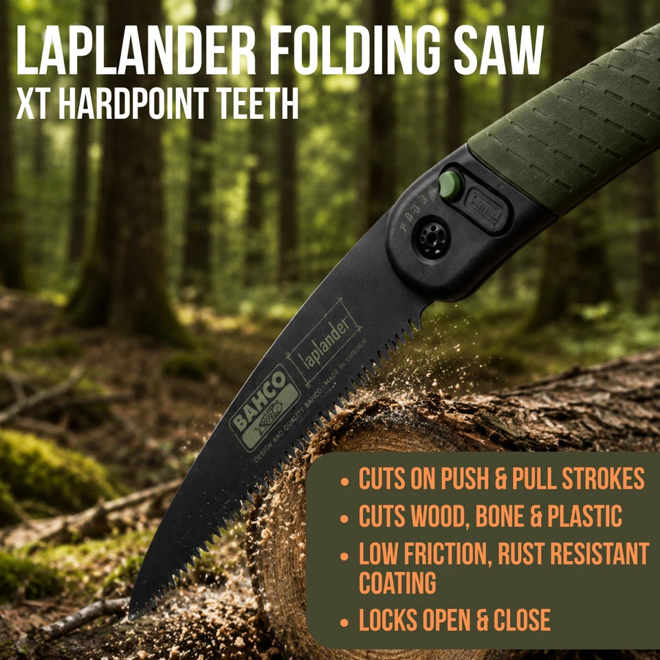 BAHCO Laplander Folding Saw & Knife w/ Sheath Set for Camping Hunting Bushcraft