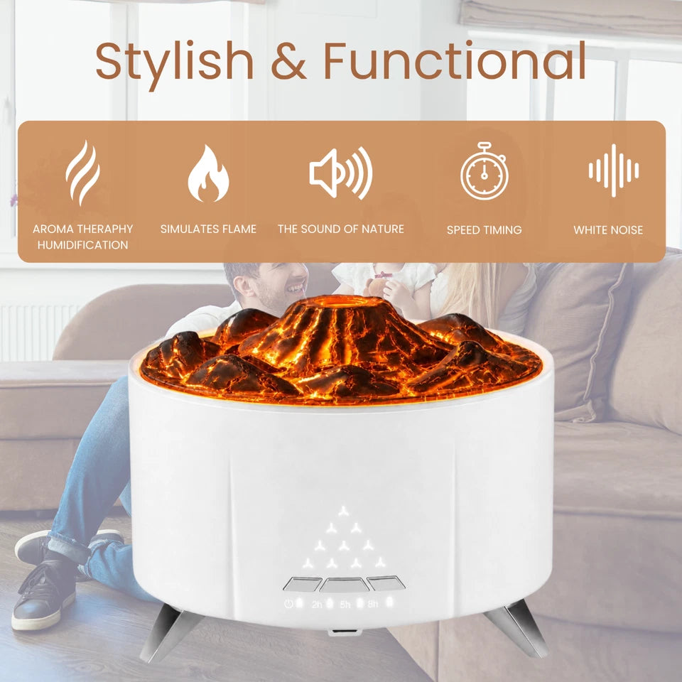 Volcano Essential Oil Diffuser Cool Mist w/ Remote & Light Timer - White