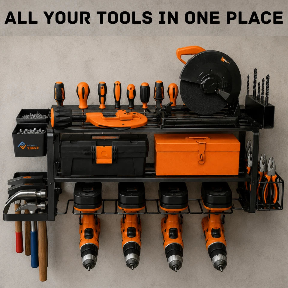10-in-1 Power Tool Organizer Wall Mount Garage Storage Rack Drill Holder Shelf