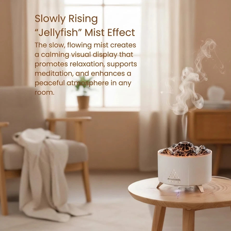 Volcano Essential Oil Diffuser Cool Mist w/ Remote & Light Timer - White