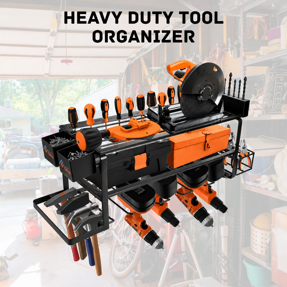 10-in-1 Power Tool Organizer Wall Mount Garage Storage Rack Drill Holder Shelf