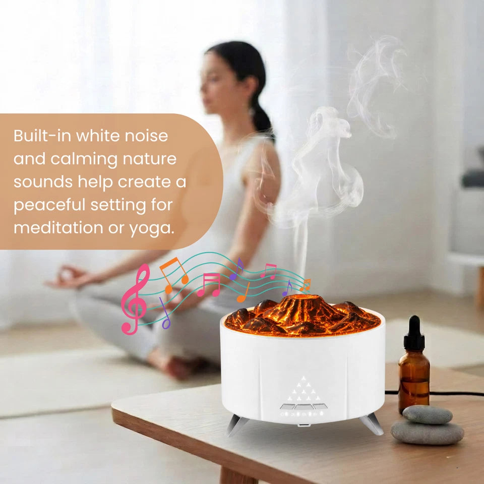 Volcano Essential Oil Diffuser Cool Mist w/ Remote & Light Timer - White