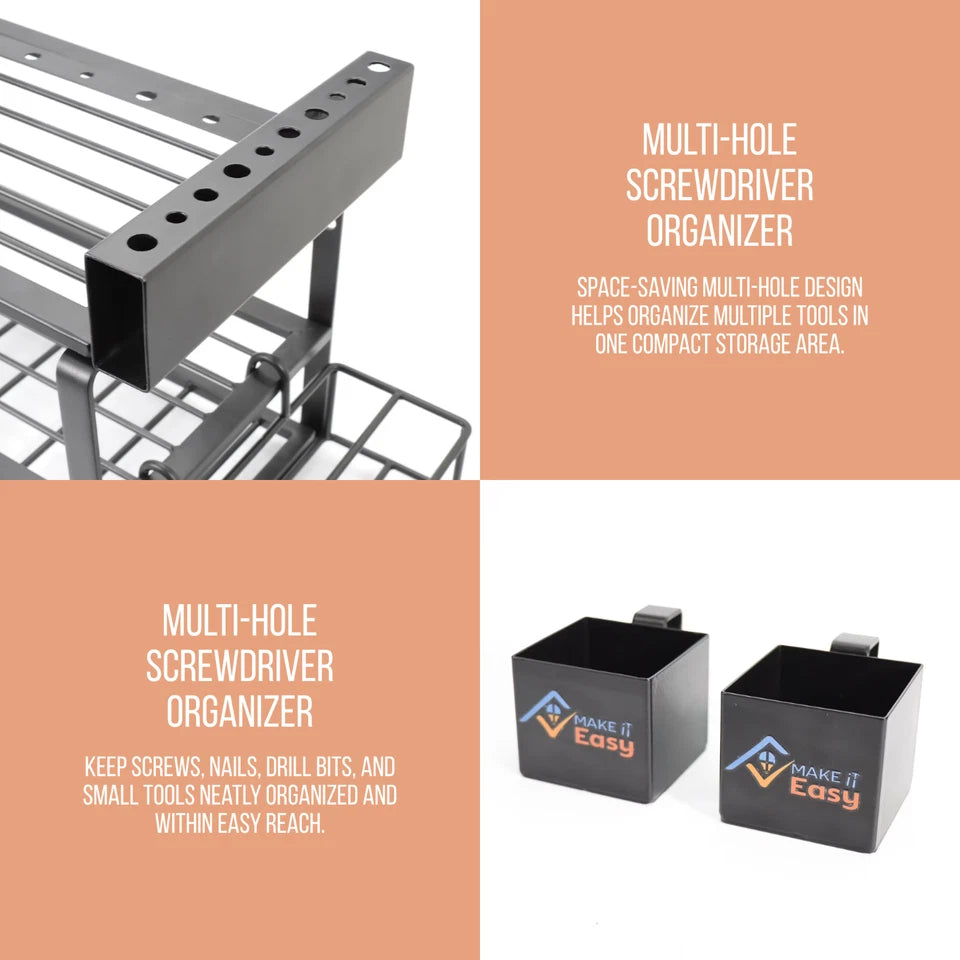 10-in-1 Power Tool Organizer Wall Mount Garage Storage Rack Drill Holder Shelf