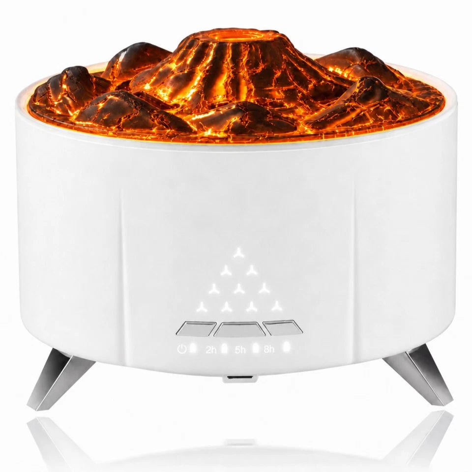 Volcano Essential Oil Diffuser Cool Mist w/ Remote & Light Timer - White