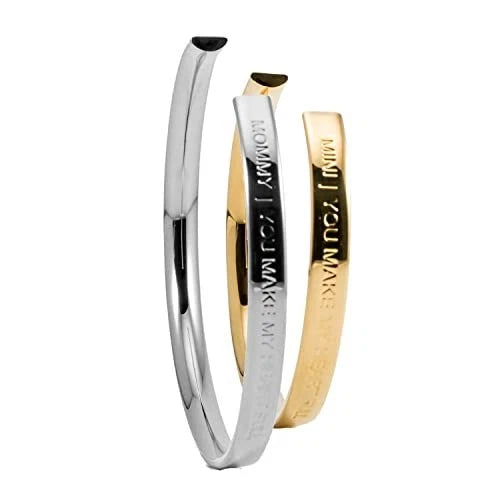 Stella Valle Mommy Mini Cuff Bracelet Adjustable Silver & 18K Gold Plated Set